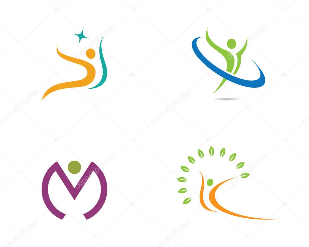 Fun people Healthy Life Logo template vector icon