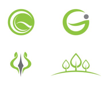 Yeşil yapraklı ekoloji doğa element ikonu logoları