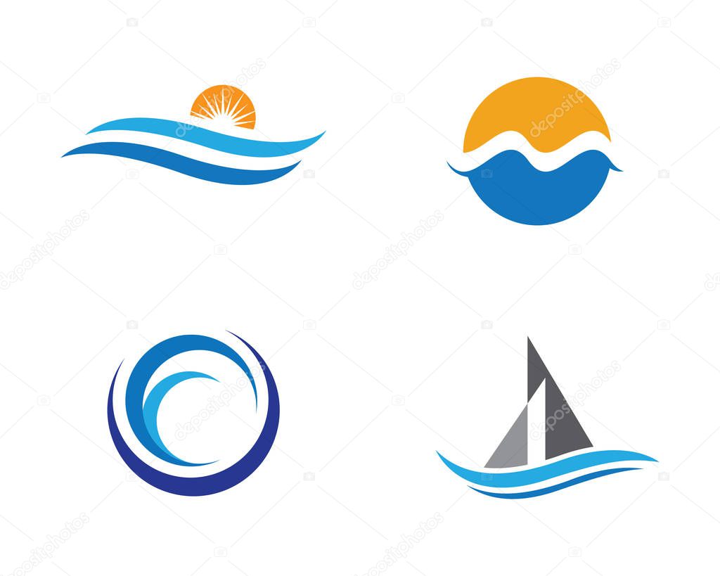 Water Wave symbol and icon Logo Template vector
