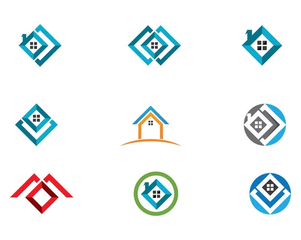 Plantilla de iconos de logotipo de edificios inmobiliarios y de viviendas — Archivo Imágenes Vectoriales