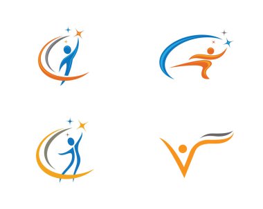 Eğlenceli insanlar Sağlıklı Yaşam Logosu şablon vektör simgesi
