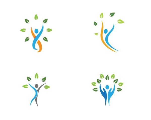 Leuke mensen Gezond leven Logo template vector icoon — Stockvector