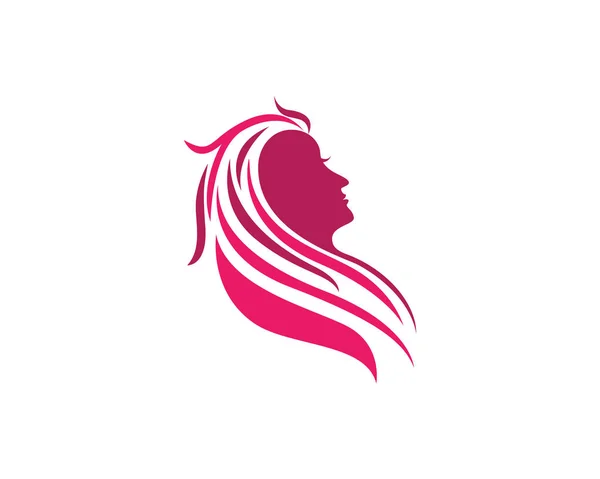 Belleza Mujer cara silueta carácter Logo Plantilla — Vector de stock