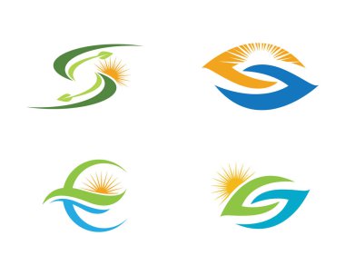 Yeşil yapraklı ekoloji doğa element ikonu logoları