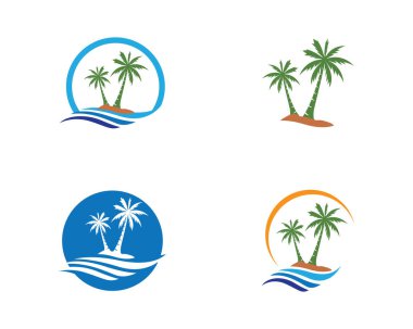 Palmiye ağacı logo şablonu vektör çizimi