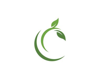 Yeşil yapraklı ekoloji doğa element ikonu logoları