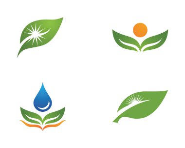 Yeşil yapraklı ekoloji doğa element ikonu logoları