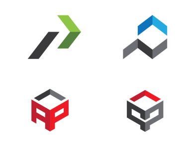 P Harfi Logo İş Şablonu Vektör simgesi