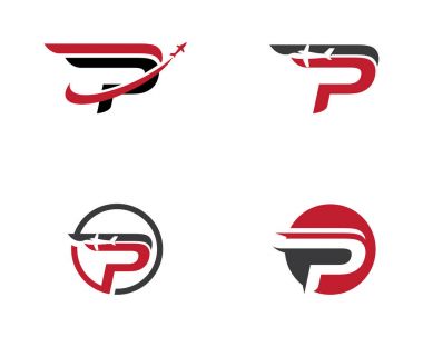 P harfi daha hızlı Logo şablonu vektör simge illüstrasyon tasarımı