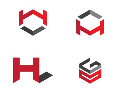 H Harfi Logo Şablonu Tasarım Vektörü illüstrasyonu