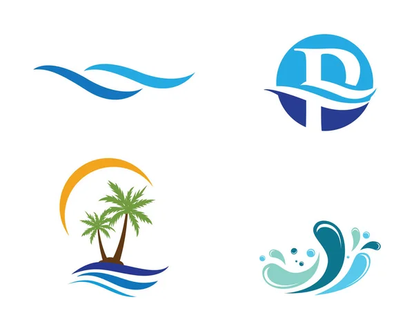 Wasserwelle Symbol und Symbol Logo Template Vektor — Stockvektor