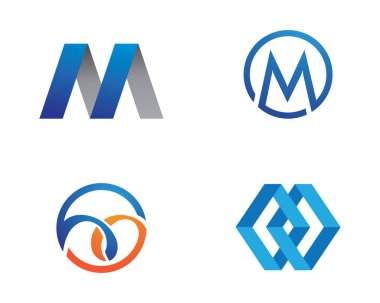 M Harfi Logo İş Şablonu Vektör simgesi