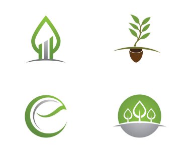 Yeşil yapraklı ekoloji doğa element ikonu logoları
