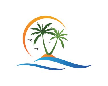 Palmiye ağacı logo şablonu vektör çizimi