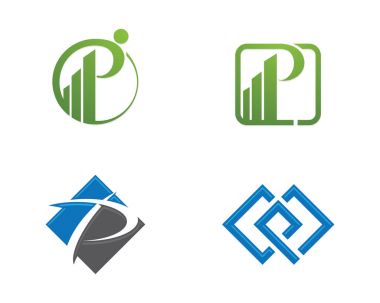  P Harfi Logo İş Şablonu Vektör simgesi