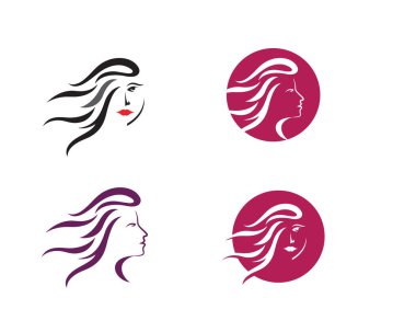 Güzel kadınlar siluet karakter Logo Şablonu ile karşı karşıya