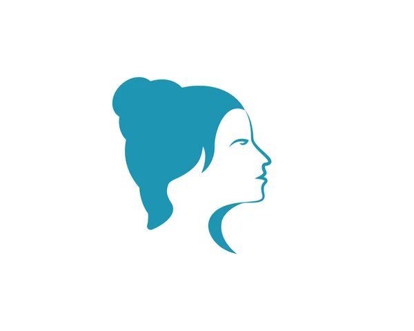 Belleza Mujer cara silueta carácter Logo Plantilla — Vector de stock