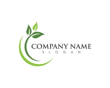 Yeşil yapraklı ekoloji doğa element ikonu logoları