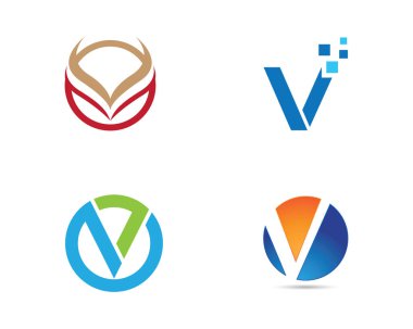 V Harfi Logo İş Şablonu Vektör Simgesi Simgesi