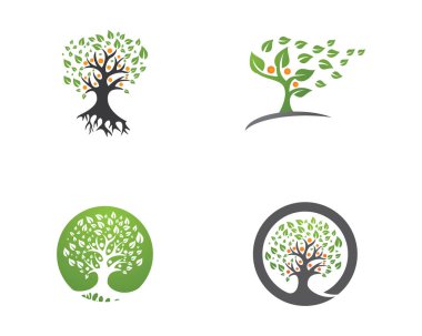 Yeşil yapraklı ekoloji doğa element ikonu logoları