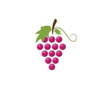 Gıda uygulamaları ve web siteleri için yaprak simgesi ile bir demet şarap üzümü