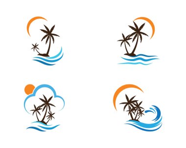 Palmiye ağacı logo şablonu vektör çizimi