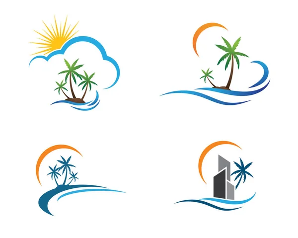 Palmera verano logo plantilla vector ilustración — Archivo Imágenes Vectoriales