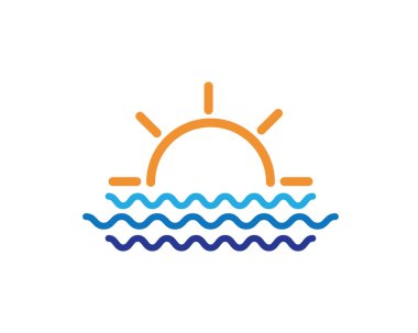 Ufuk üzerinde Vektör Simgesi Şablonu Güneşi