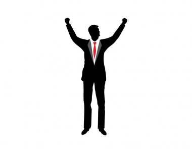 Riching yıldızı çalışan evrak çantası, iş, enerjik, dinamik kavramı ile bir işadamı siluet çizimi