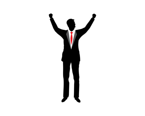 Silhouette illustration of a businessman running riching the star with briefcase, business, energetic, dynamic concept