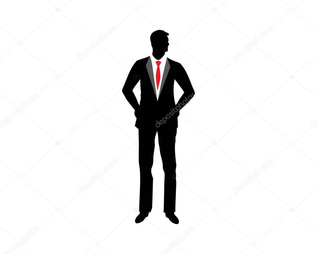 Silhouette illustration of a businessman running riching the star with briefcase, business, energetic, dynamic concept