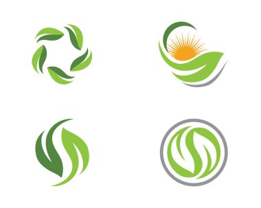 Yeşil yapraklı ekoloji doğa element ikonu logoları