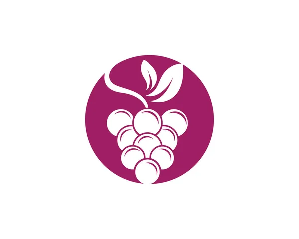 Ramo de uvas de vino con icono de hoja para aplicaciones de alimentos y sitios web — Archivo Imágenes Vectoriales