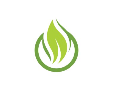 Yeşil yapraklı ekoloji doğa element ikonu logoları