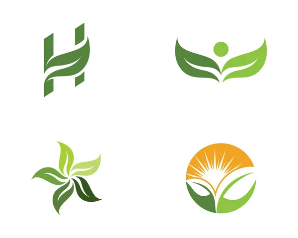 Folha de árvore Logos elemento natureza — Vetor de Stock