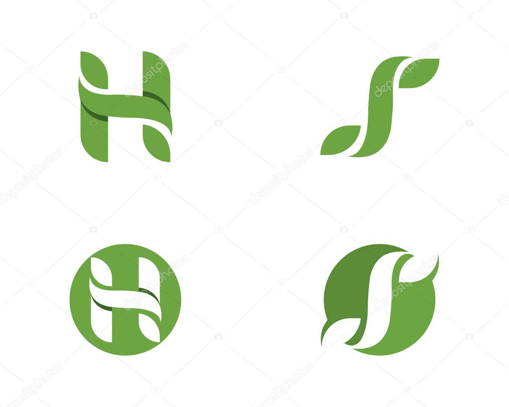 Letter Logos of green tree leaf ecology nature element vector icon