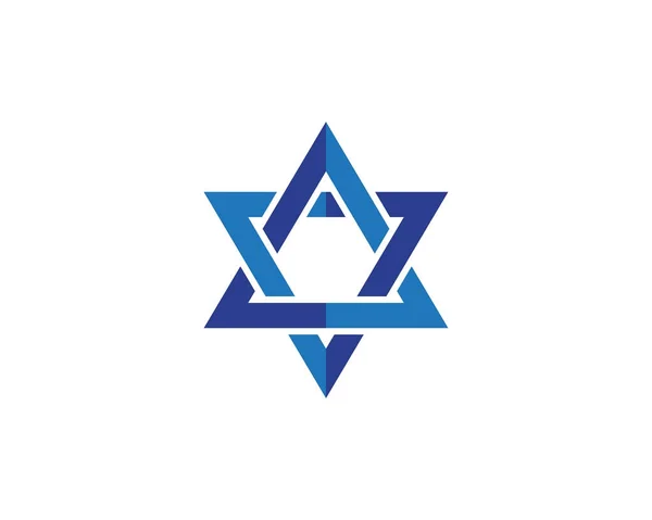 Mavi yıldız David simgesi İsrail sembolü — Stok Vektör