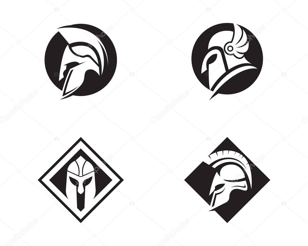 Spartan helmet logo template vector icon design