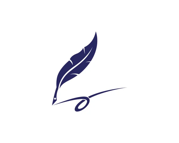 Pluma pluma Logo plantilla — Vector de stock