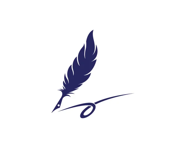 Pluma pluma Logo plantilla — Vector de stock