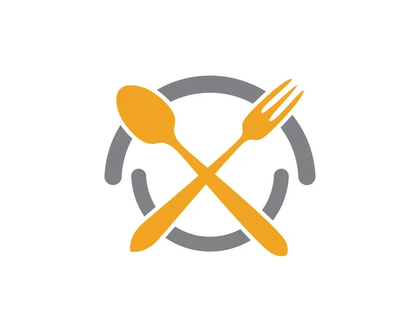 Vidlice, talíř, lžíce ikona Vektor — Stockový vektor