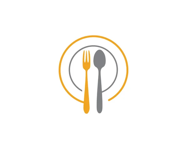 フォーク、皿、スプーンのアイコン ベクトル — ストックベクタ