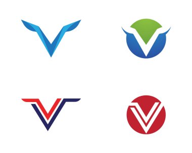 V harfi Logo şablonu vektör