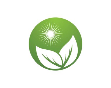 Yeşil yapraklı ekoloji doğa element ikonu logoları