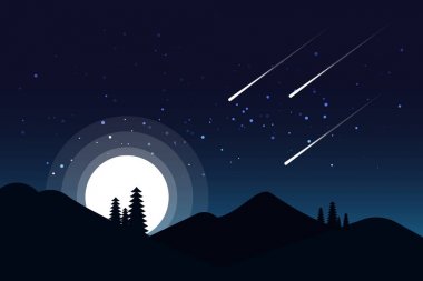 Gece gökyüzü parlak parlayan yıldız ile