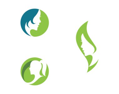 Kadın yüzü siluet karakter logo simgesi vektörü