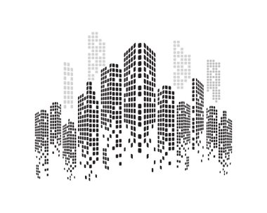 Modern şehir manzarası. Şehir silueti. vektör çizim