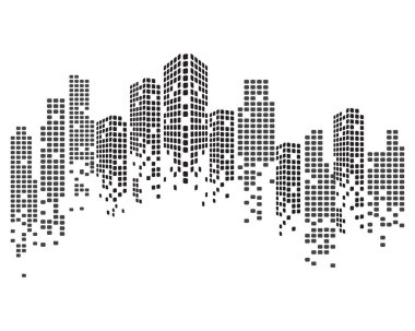 Modern şehir manzarası. Şehir silueti. vektör çizim