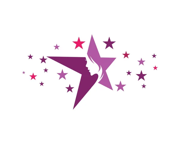 Belleza Mujeres con estrella Logo Plantilla — Vector de stock