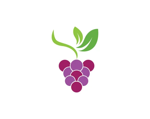 Grappolo di uva da vino con icona foglia per applicazioni alimentari e siti web — Vettoriale Stock